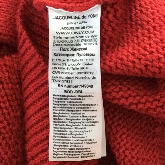 Jacqueline de Yong red sweater V - Picture 5 of 5